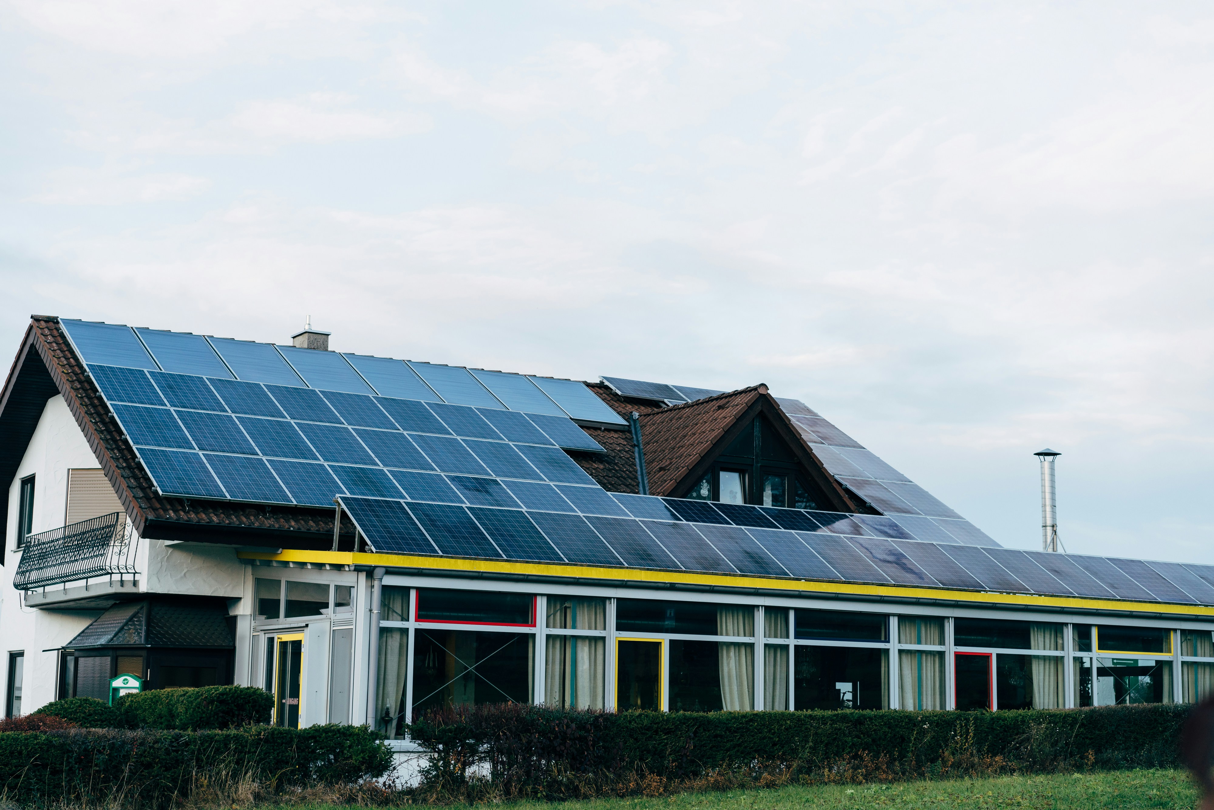 House with solar panels on roof